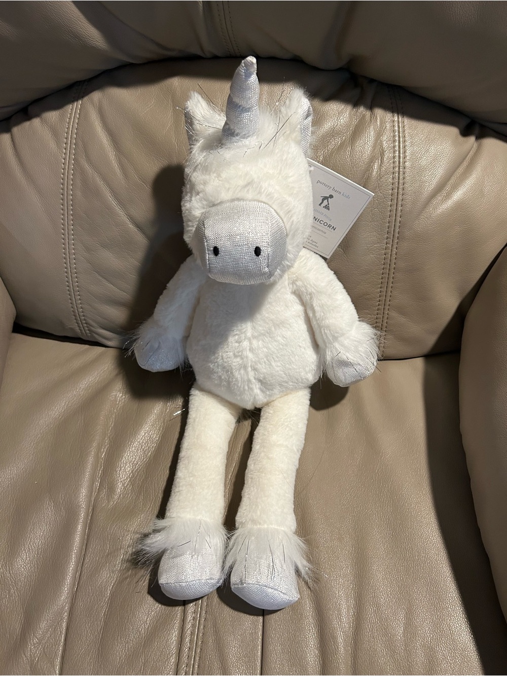 Pottery Barn Kids White Plush GiGi Unicorn Stuffed Animal